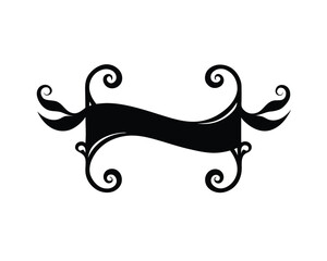 Elegant black banner with decorative swirls and leaves