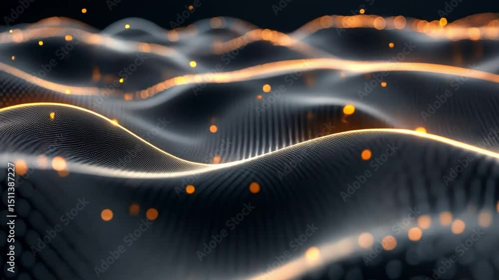 Poster abstract digital waves with glowing particles create mesmerizing visual effect, showcasing dynamic i