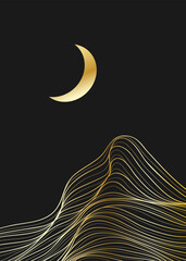 Mountains line arts illustration. Hand drawn style. Abstract mountain contemporary aesthetic backgrounds landscapes. use for print art, poster, cover, banner, template