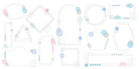 幾何学　メンフィス　フレーム　カラフル　ベクター　セット