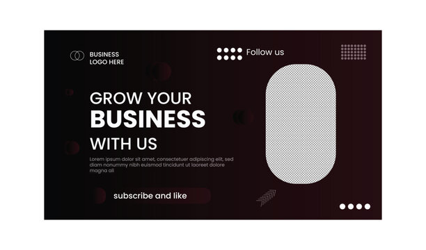 Modern dark business growth social media banner template