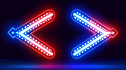 Obraz premium Neon arrows, red and blue