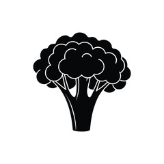 Flat and Minimal Broccoli on Plain icon vector illustration isolated on white background