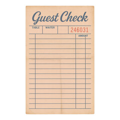 PNG Vintage restaurant guest check