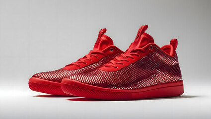 International Red Sneakers day, A pair of red sneakers with diamond pattern design