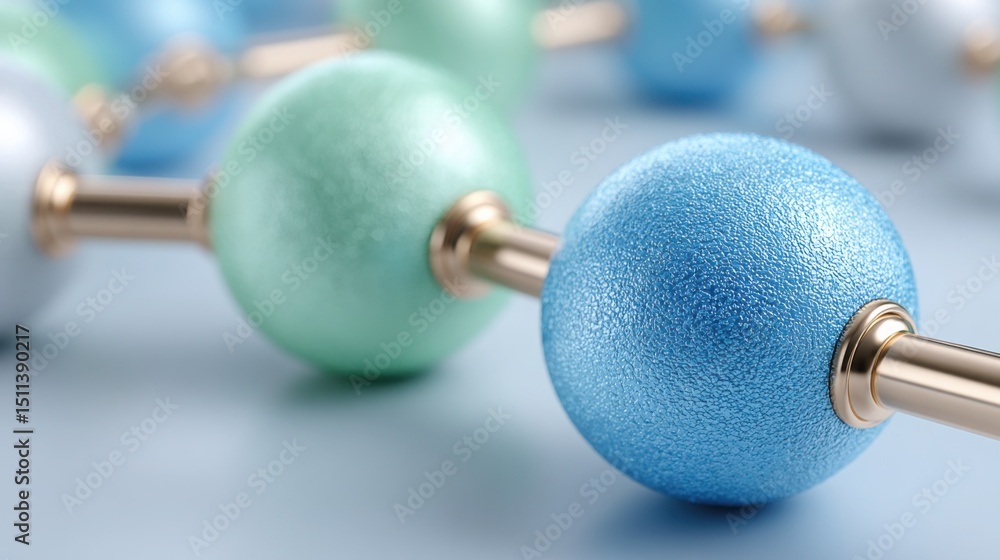 Poster blue and green ball representing distributed node structure in remote team organization and communic