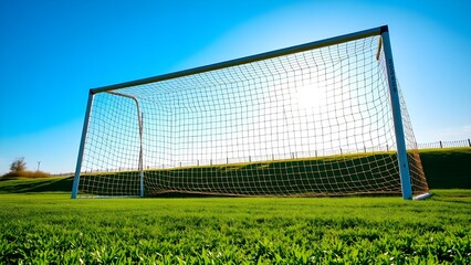 Fototapeta premium Empty Football Goalpost with Net Shadows