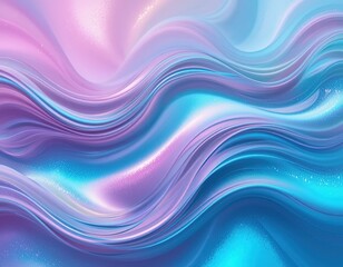Fototapeta premium ethereal abstract fluid art with iridescent turquoise, magenta and violet waves – dreamy luminous shimmer composition