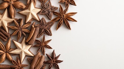Fototapeta premium Anise Stars and Cinnamon, Festive Spices, Holiday Baking