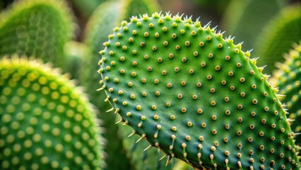 Detailed close-up shot of a unique cactus leaf shape and texture