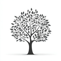 Obraz premium simple tree silhouette , black and white illustration isolated on white background
