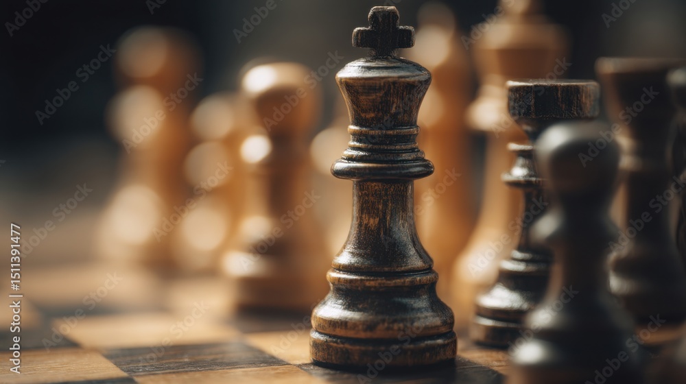 Poster intense chess game representing strategic empathy and composite scoring in a competitive environment
