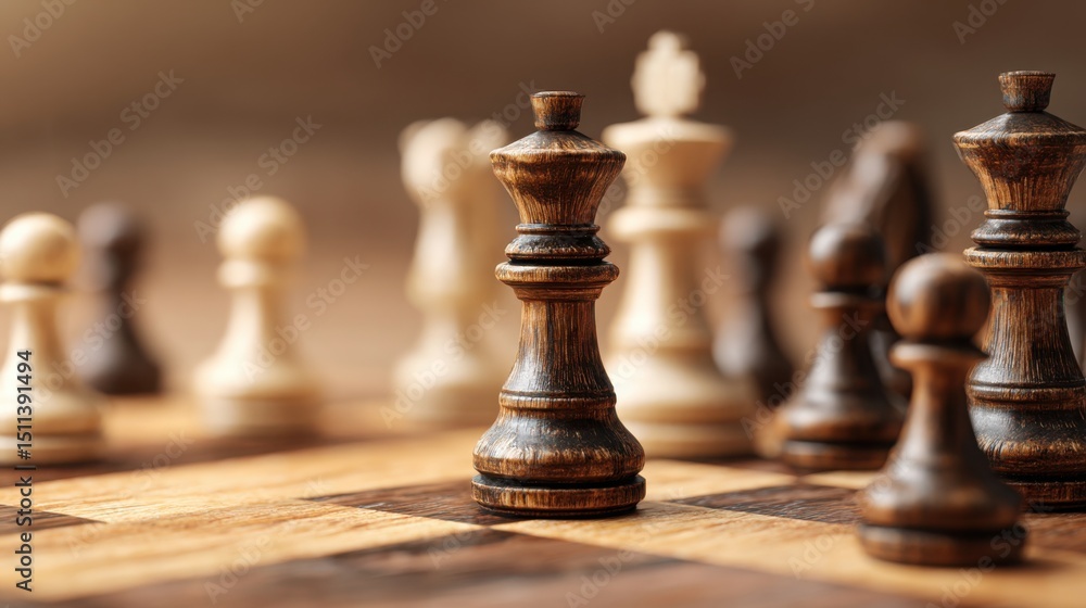 Poster classic chess game depicting strategic empathy and composite score tracking in an engaging environme