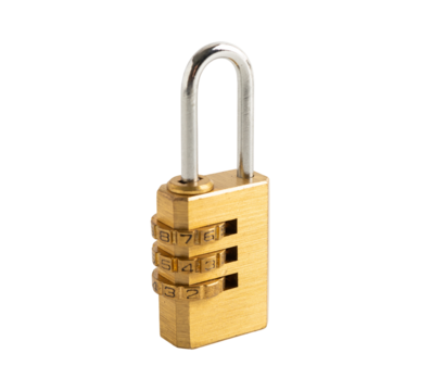 Lock padlock with number security code isolated on white background transparent PNG clipart.