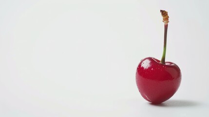 Fresh and juicy cherries neatly isolated on a clean white background, presenting a simple and pure visual appeal. The bright red color of the cherries is very eye - catching, and the plump shape makes