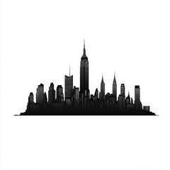 Fototapeta premium silhouette skyline , black and white illustration isolated on white background