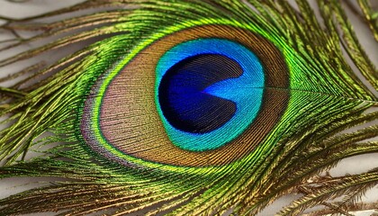 Closeup of Colorful Peacock Feather.