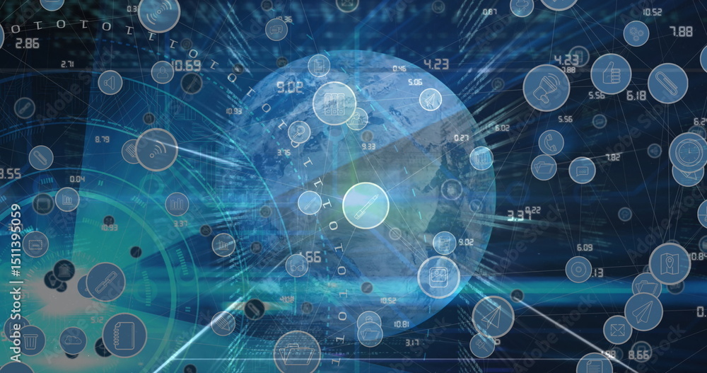 Poster image of data processing over globe