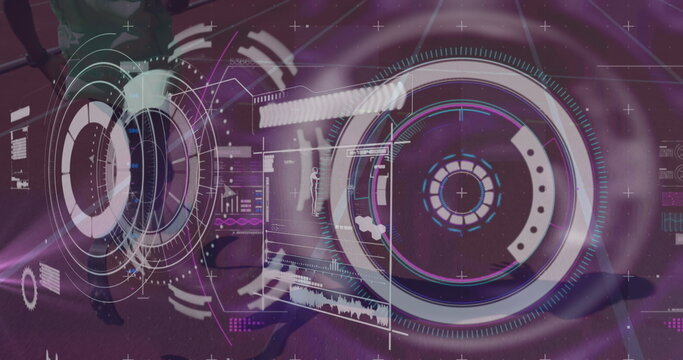 Image of data processing over disabled african american male runner - Powered by Adobe