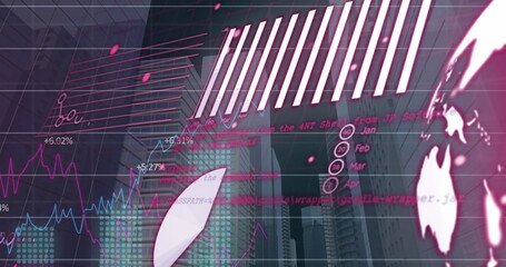 Image of data processing over cityscape