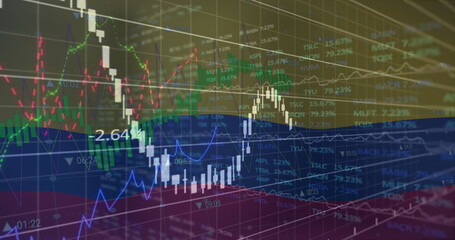 Image of financial data processing over moving