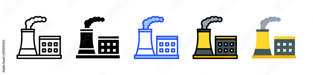 Poster pollution icon collection with multiple styles