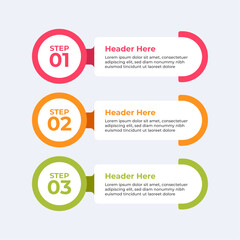 Obraz premium Three step infographic with headers and descriptions.