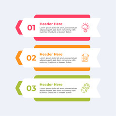 Obraz premium Three step infographic with headers and descriptions.