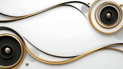 Abstract background with gold and black lines and circles