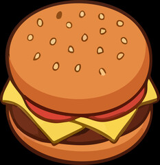 Cartoon Cheeseburger with Toppings