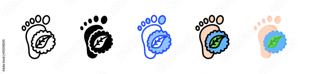 Poster carbon foot print icon collection with multiple styles