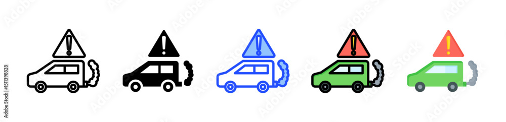 Poster pollution control icon collection with multiple styles