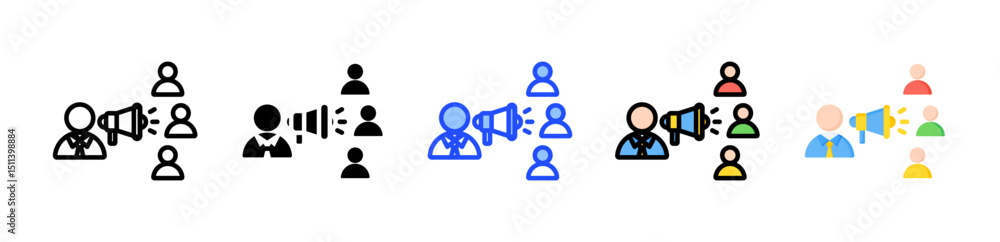 Poster public awareness icon collection with multiple styles
