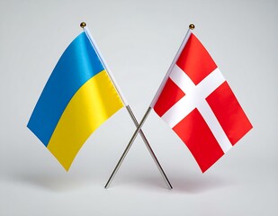Ukrainian and Danish Flags Crossed, International Relations Symbol