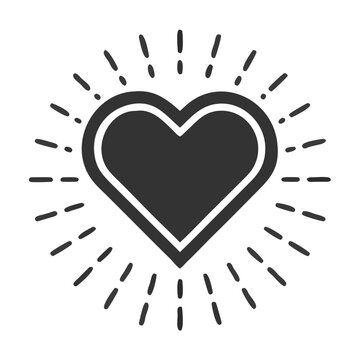 Naklejki Heart with radiating lines isolated on white background, a symbol of love and affection