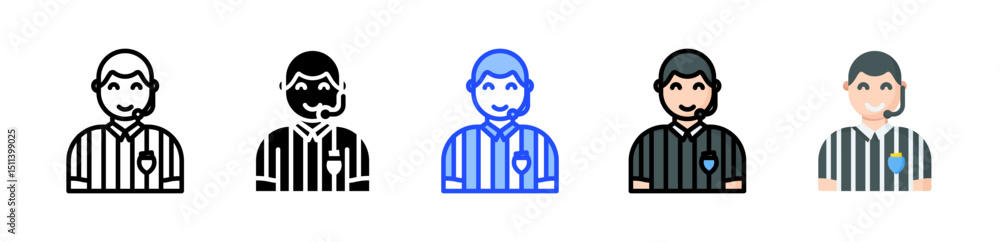 Poster referee icon collection with multiple styles