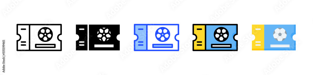 Poster ticket icon collection with multiple styles