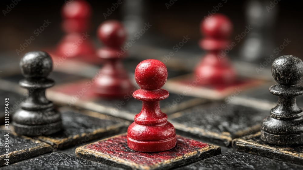 Poster classic chess game in progress representing strategic thinking and team dynamics in competitive envi