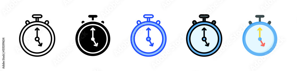 Poster stopwatch icon collection with multiple styles