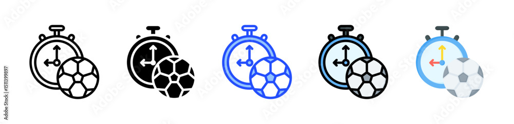 Poster half time icon collection with multiple styles