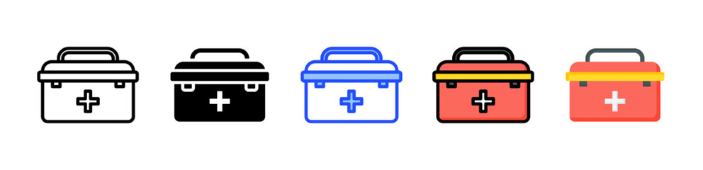 Medical Bag Icon Collection With Multiple Styles