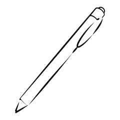 Simple retractable ballpoint pen line drawing