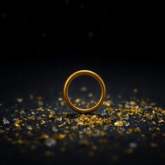 Symbol of Forever: A Golden Wedding Ring Bathed in Soft Bokeh Light on a Textured Surface