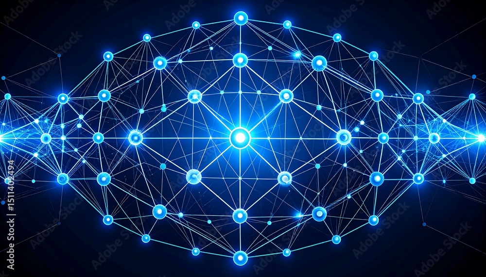 Aufkleber Digital network connection with blue light.