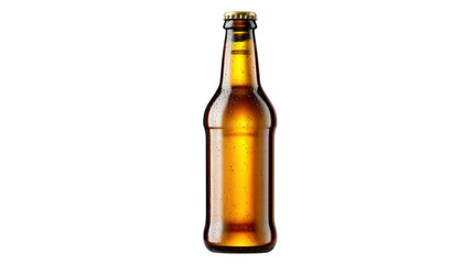 Brown beer bottle on white isolated background