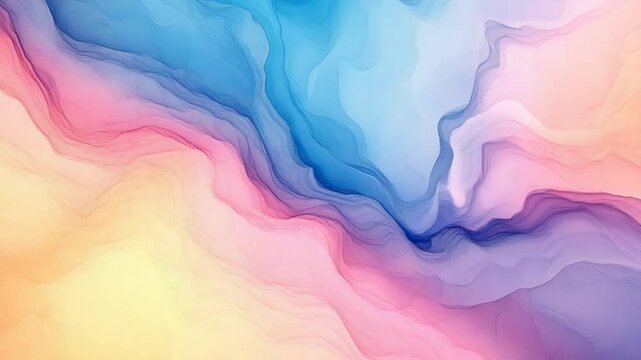 Mesmerizing liquid inkscape with smooth transitions of blue, pink, and yellow hues