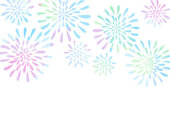 浴衣や手ぬぐいの柄のようなレトロな花火のイラスト	