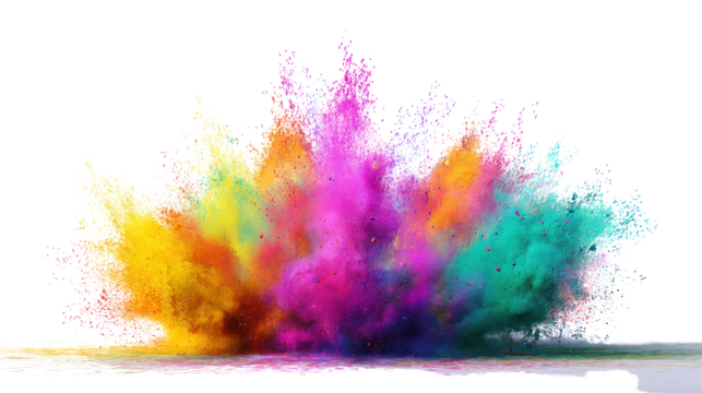 Colorful explosion of powder on a dark background.