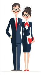 Flight crew cartoon illustration