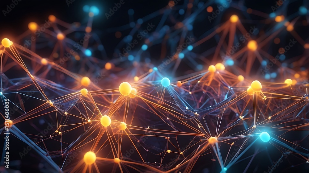 Poster abstract network nodes connections data flow